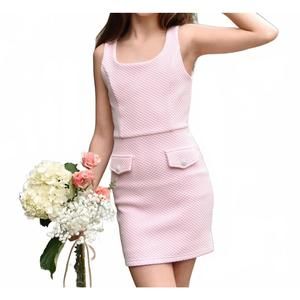NEW KATIE J NYC matte quilted shannon sleeveless dress in baby pink